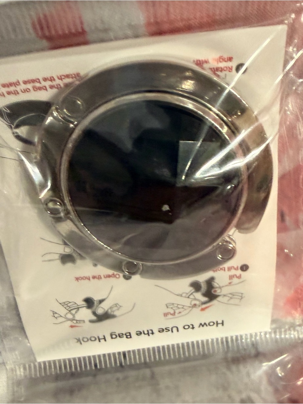 Black Purse Hook with Portable Bag Hanger NWT A61